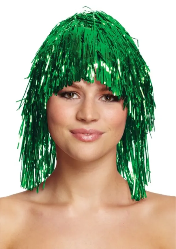 Green Tinsel Wig