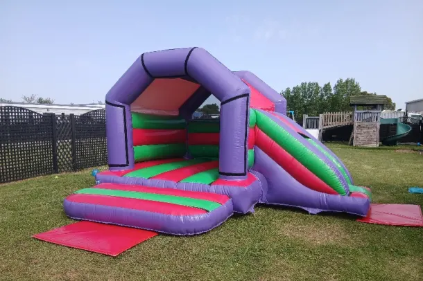 Red Green Purple Side Slide Combo Bouncy Castle