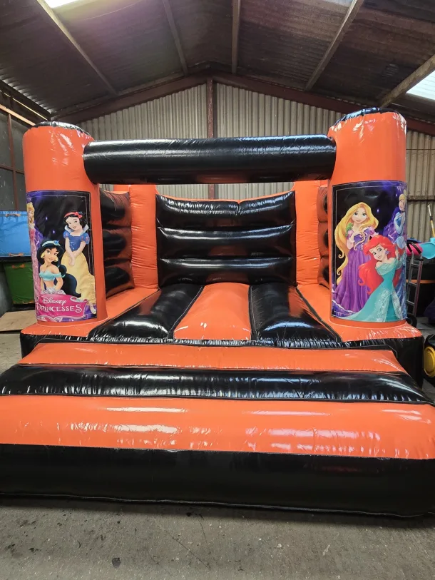 Orange And Black Princess H Frame Bouncy Castle