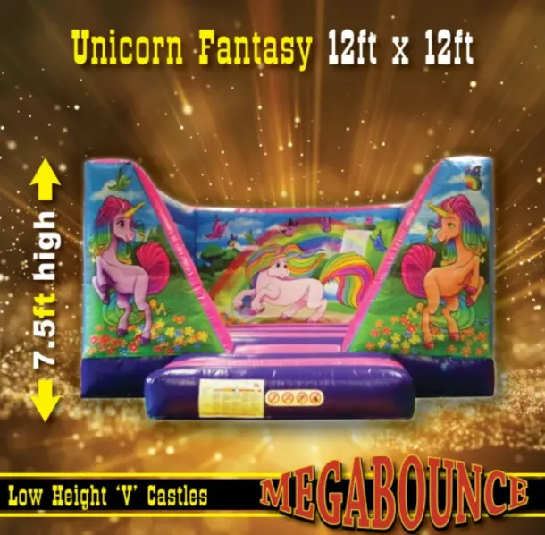 12ft X 12ft Low Height Unicorn Fantasy Bouncy Castle