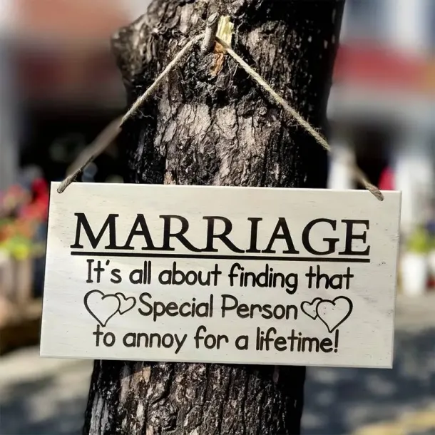 Wooden Hanging Plaque Marriage Humour