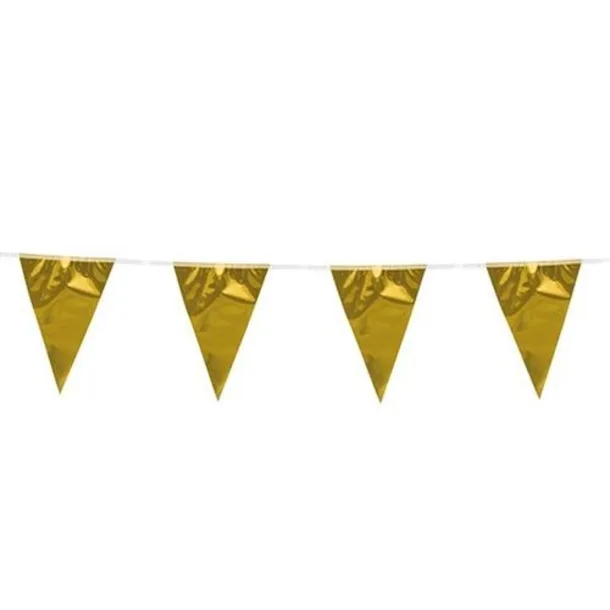 Gold Metallic Standard Plastic Bunting 10m (20 Flags)