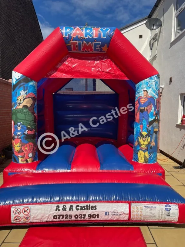 10ft X 12ft Blue And Red Castle - Superhero Theme