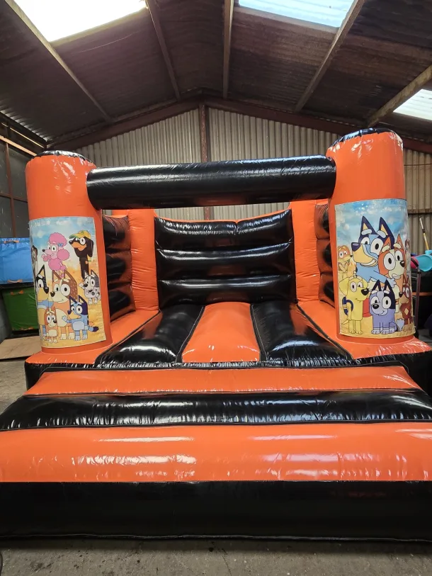 Orange And Black Bluey H Frame Bouncy Castle
