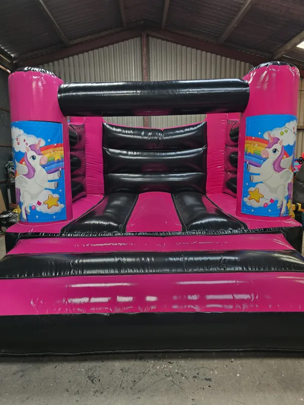 Pink And Black Unicorn H Frame Bouncy Castle