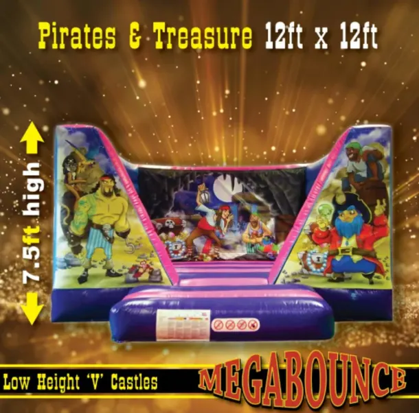 12ft X 12ft Low Height Pirates And Treasure Bouncy Castle