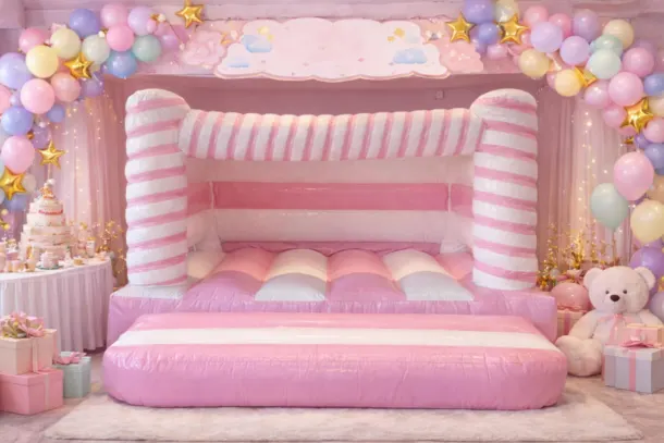 Pink And White Flump Bouncy Castle