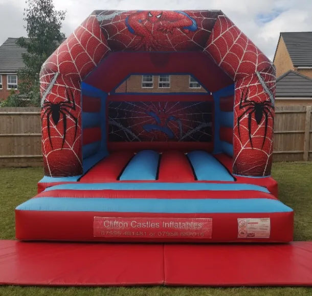Spiderman Bouncy Castle Hire In Nottingham 13ft X 16ft Inflatable