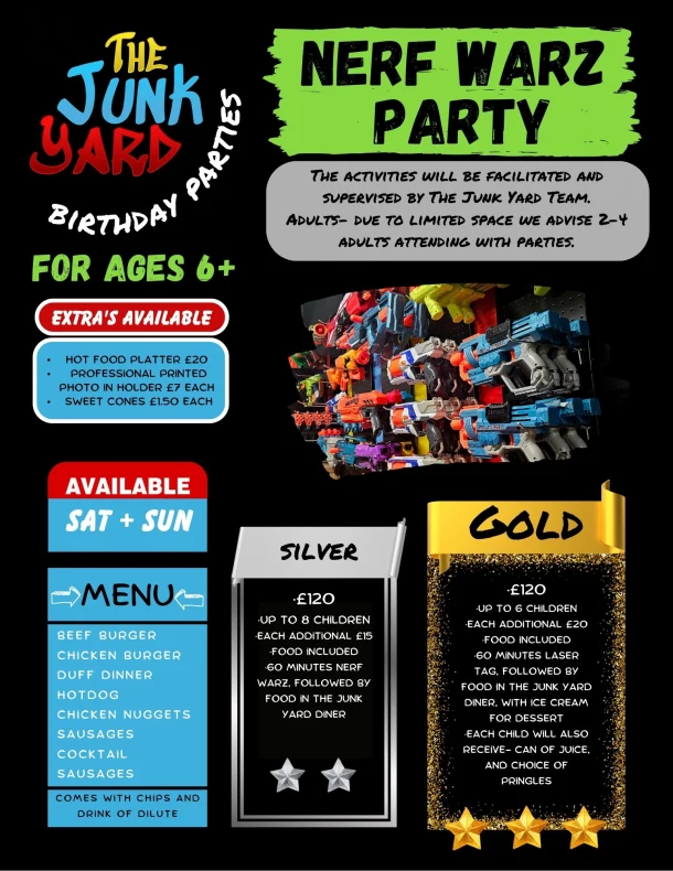 The Junk Yard Party Bookings - Nerf Warz Party