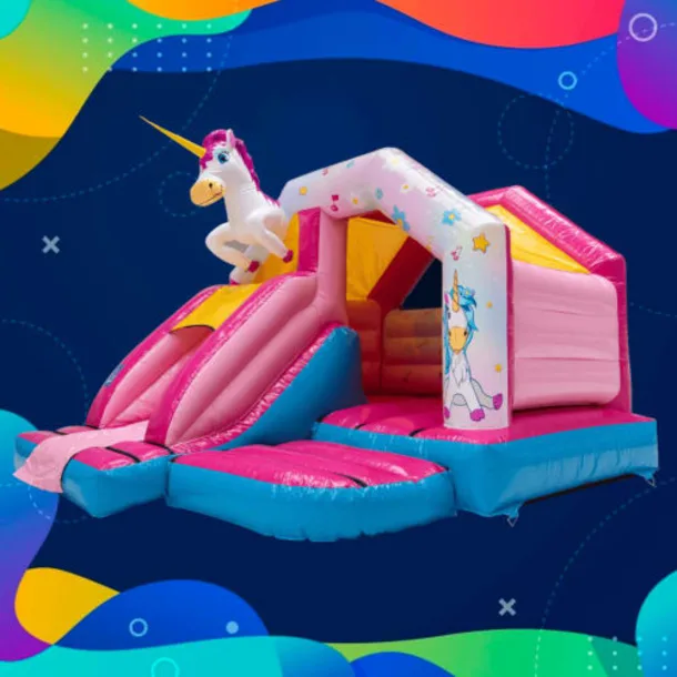 3d Unicorn Head Bouncy Castleslide 12ft X 15ft