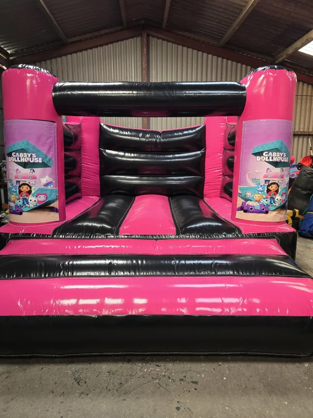 Pink And Black Gabby Dolls House H Frame Bouncy Castle