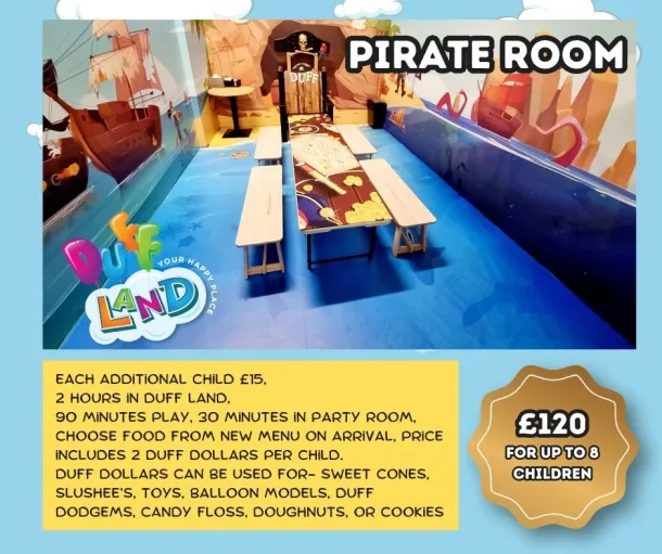Duff Land Party Bookings - Pirate Room Party
