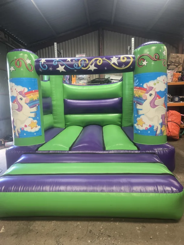 Green And Purple Unicorn H Frame Bouncy Castle
