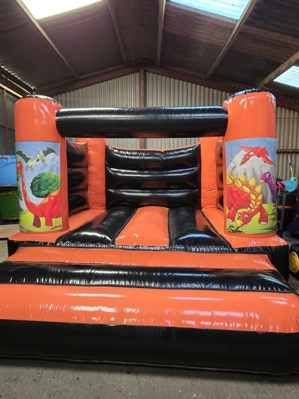 Orange And Black Dinosaur H Frame Bouncy Castle