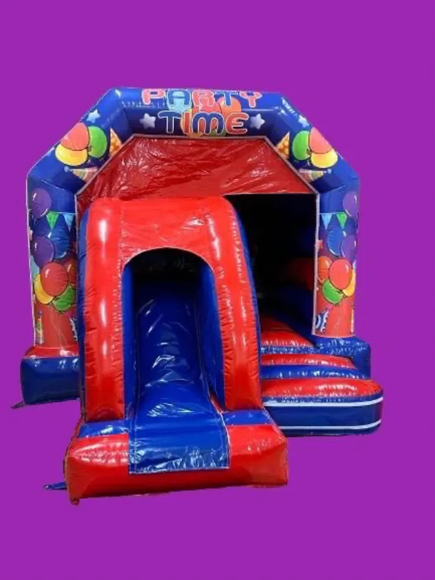 12 X 18ft Front Slide Combi Castles - Party Time Theme