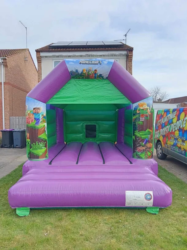 Green Minecraft Themed Bouncy Castle