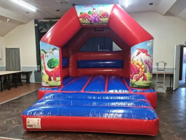 12 X 14ft Dinosaur Red And Blue Disco Bouncy Castle