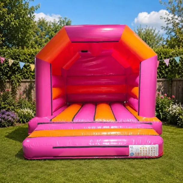 Orange And Pink 12ft X 12ft Bouncy Castle