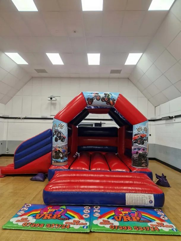 Monster Trucks Red And Blue Velcro Side Slide