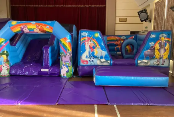 Unicorns V Front Castle And Slide Soft Play And Ball Pool