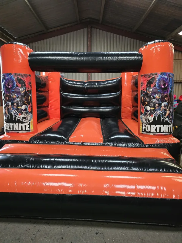 Orange And Black Fortnight H Frame Bouncy Castle