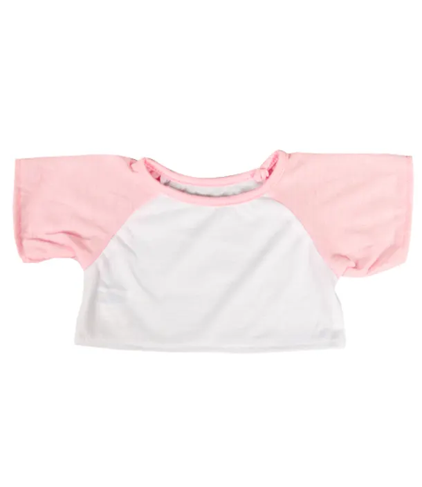 White Tee With Light Pink Sleves