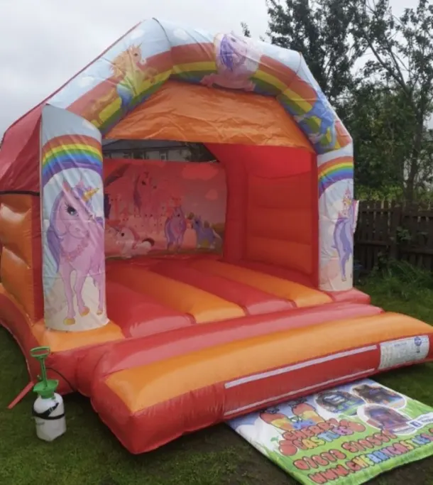 Orange Unicorns Bouncy Castle