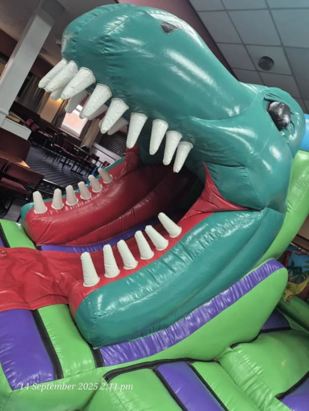 3d Dinosaur Castle With Slide 12ft X 15ft