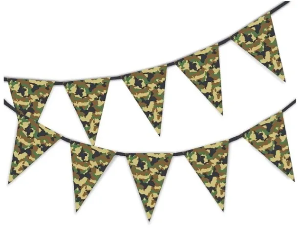 Camouflage Plastic Bunting 6m (15 Flags) Single Sided Camo Print