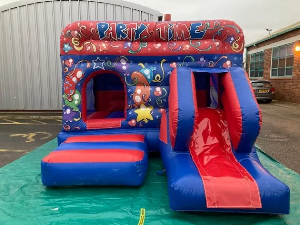 17x12  X 8ft 10 High Party Time Box Castle With Slide