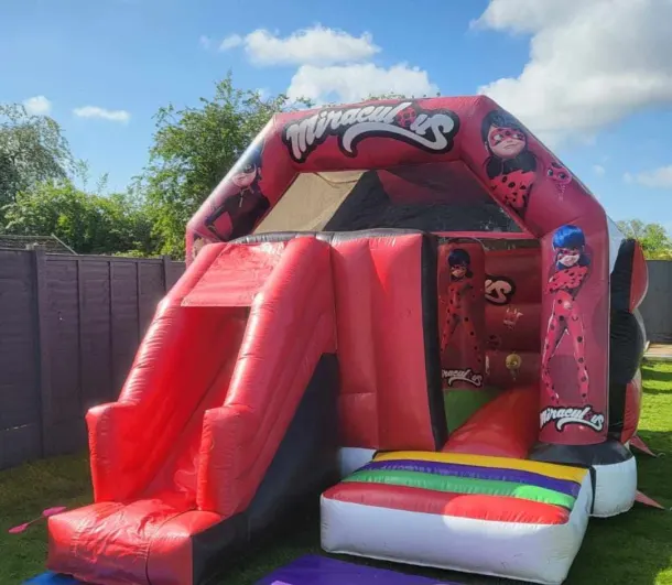 Miraculous Themed 12ft X 16ft Bouncy Castle With Front Slide With Bish Bash Inside