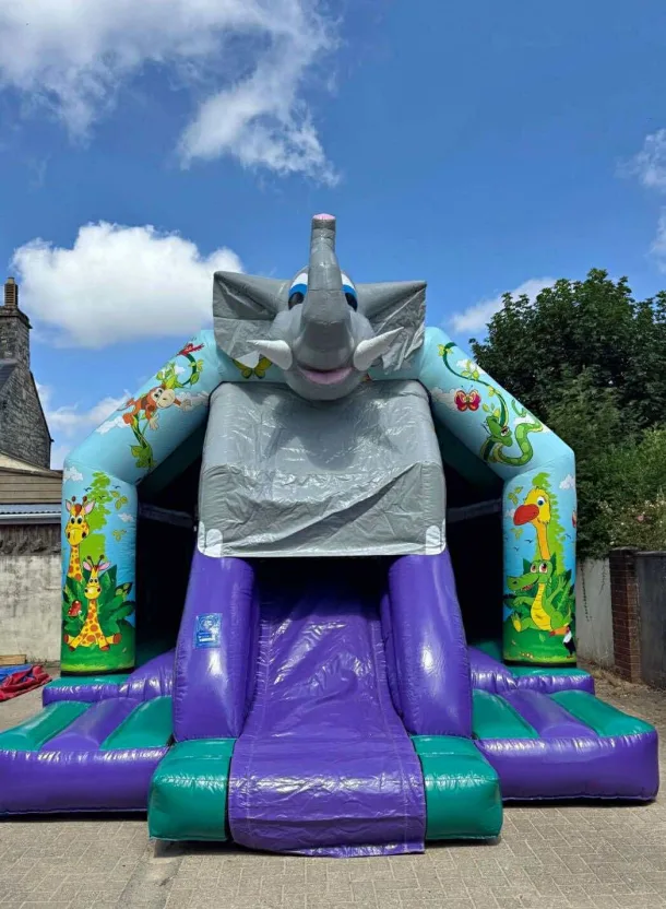 3d Jungle Bouncy Castle With Middle Slide