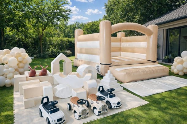 White And Tan Castle And Soft Play Package