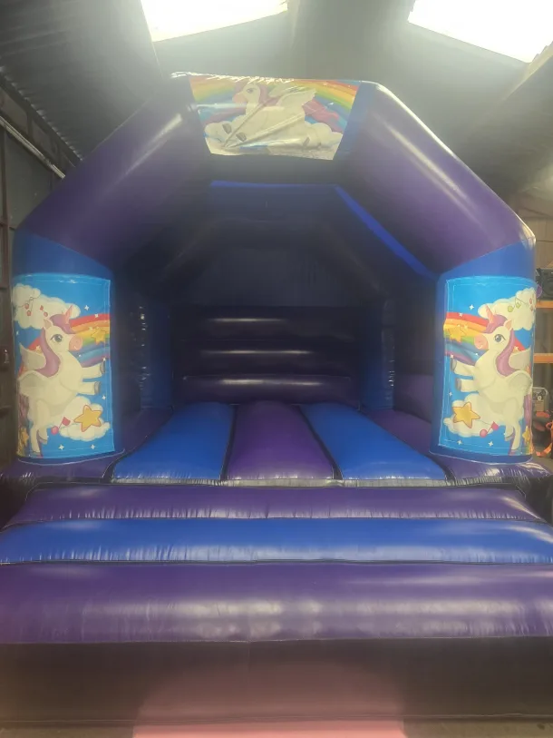 Blue And Purple A Frame Bouncy Castle Unicorn