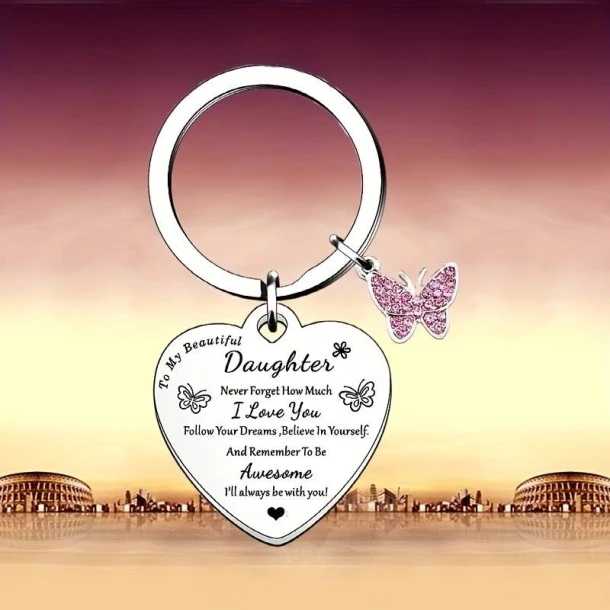 Beautiful Daughter Heart Shaped Keychain