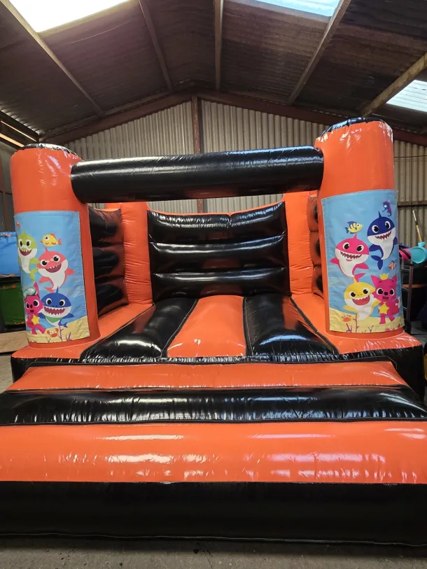 Orange And Black Baby Shark H Frame Bouncy Castle