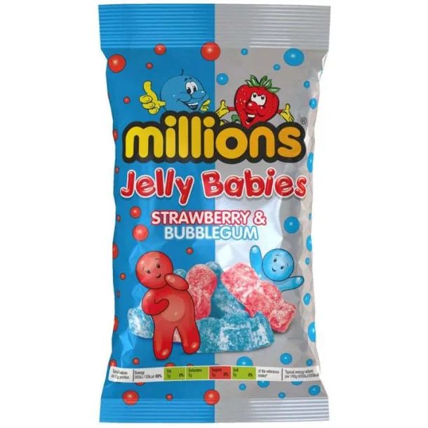 Million Flavour Strawberry And Bubblegum Jelly Babies