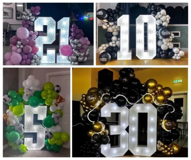 Led Number With Balloon Garland