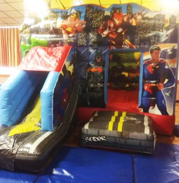 Superheroes Bouncy Castle With Slide