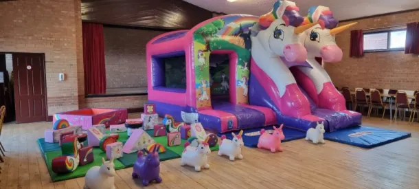 Unicorn Bouncy Castle Soft Play Package A