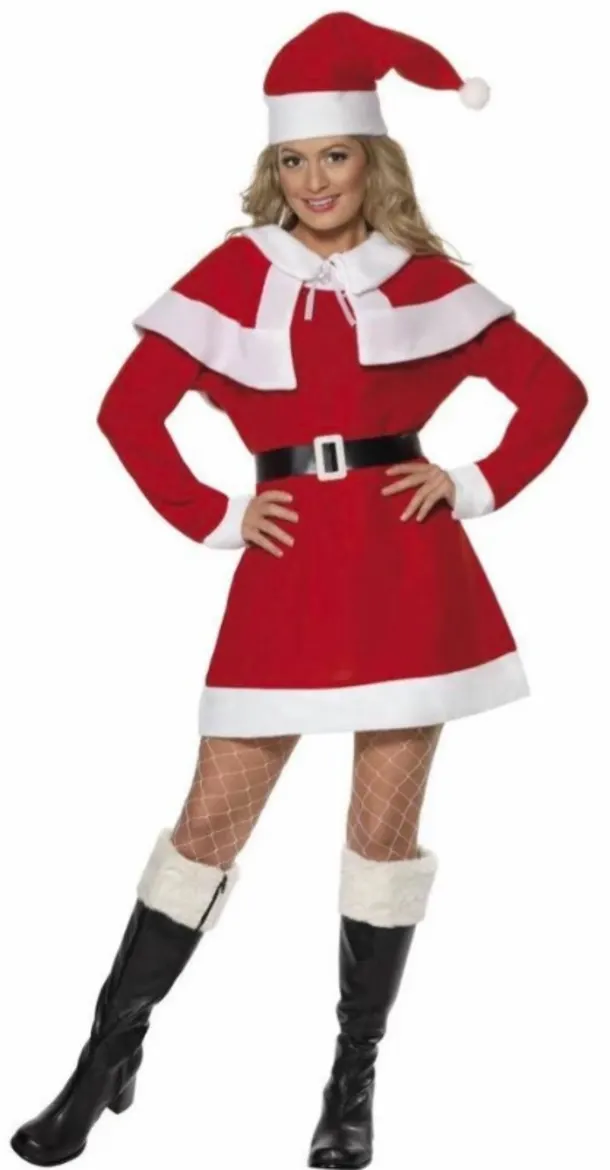 Santa Costume Cape Dress Belt And Hat - X Small