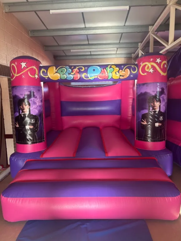 Pink And Purple Wednesday Adams H Frame Bouncy Castle