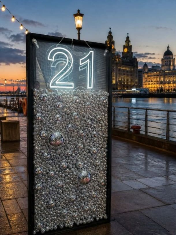 Disco Ball Wall With Led Sign