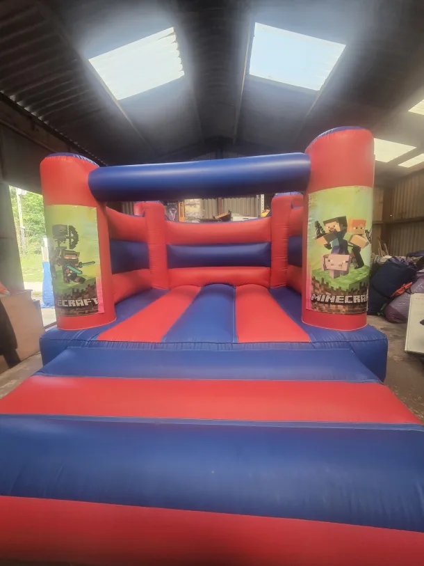 Red And Blue Minecraft H Frame Bouncy Castle