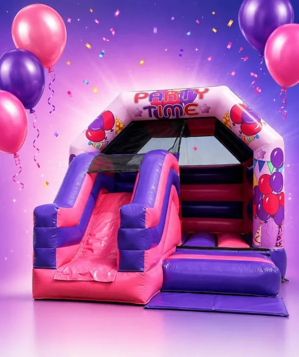 13ft X 17ft Pink Partytime Front Slide Combo