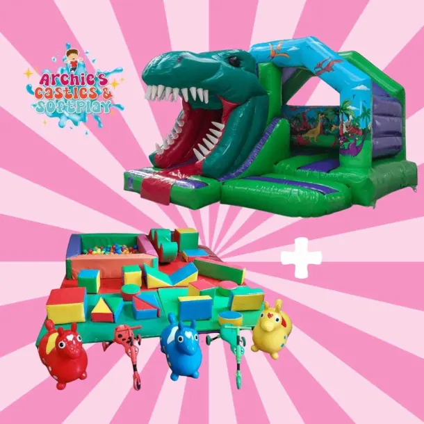 3d Dinosaur Bouncy Castle And Soft Play Package