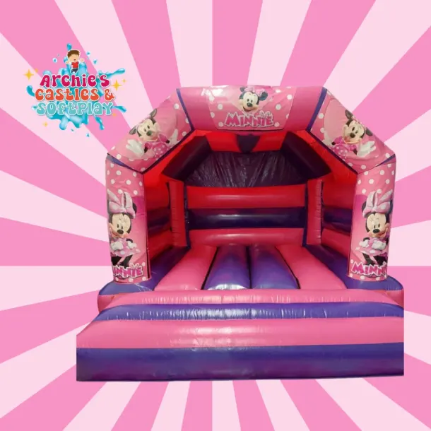 15x12ft Pink And Purple Minnie Mouse Theme Bouncy Castle