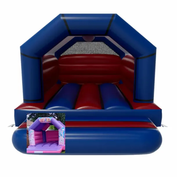Blue And Red Themed Bouncy Castle - Unicorn And Ponies
