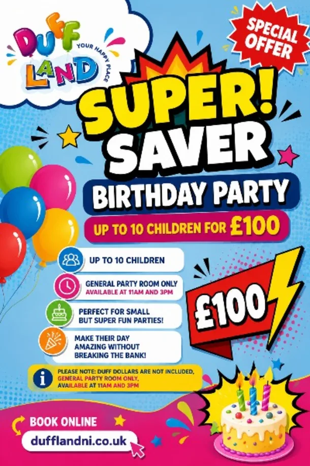 Duff Land Party Bookings - Super Saver Party