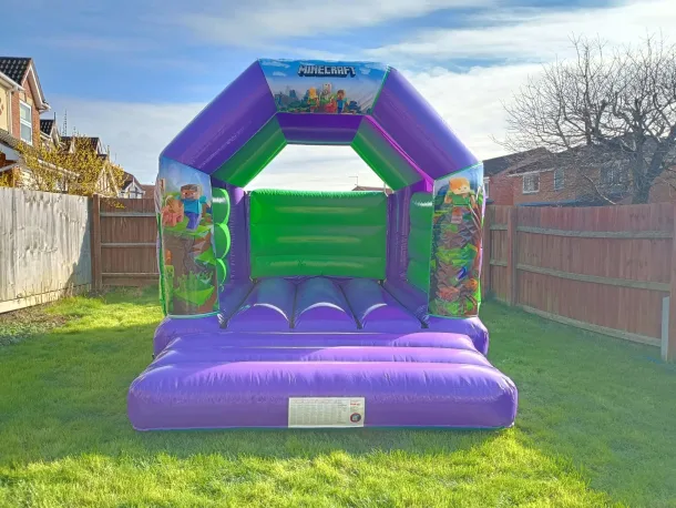 Green Minecraft Themed Bouncy Castle